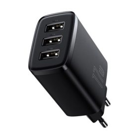   BASEUS COMPACT hálózati töltő 3 USB aljzat 17W, gyorstöltő, FEKETE