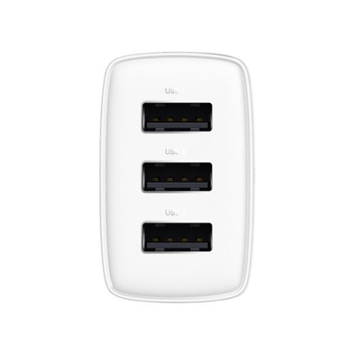Baseus Compact hálózati töltő 17W, 3×USB Type-A, fehér