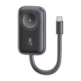   USAMS vésztöltő 1200mAh, LED jelzés + fix Type-C kábel, SÖTÉTSZÜRKE