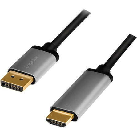 LogiLink DisplayPort 1.2 -> HDMI 2.0 M/M video kábel 2m fekete-szürke