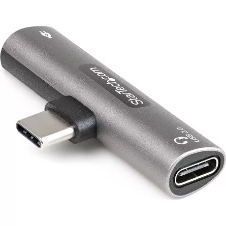 StarTech USB-C -> 2db USB-C M/F adapter szürke Audio & Charge 60W