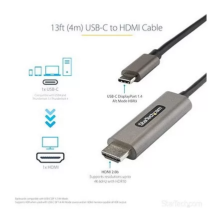 StarTech USB-C / Thunderbolt -> HDMI 2.0 M/M video kábel 6m fekete DP 1.4 Alt Mode HBR3