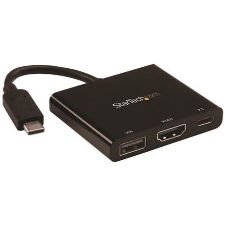 StarTech USB-C / Thunderbolt -> HDMI 1.4 USB-C USB-A 3.0 M/F adapter 0.1m fekete PD 60W; 