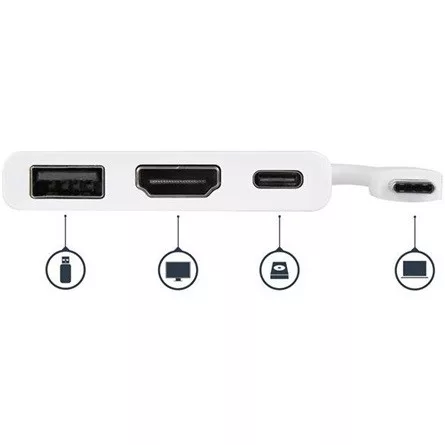 StarTech Multiport USB-C / Thunderbolt -> HDMI 1.4 USB-C USB-A 3.0 M/F adapter 0.1m fehér PD 60W, DP Alt Mode