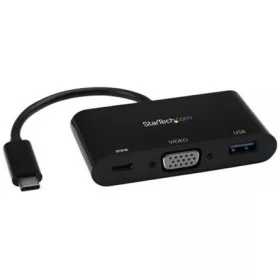   StarTech USB-C / Thunderbolt -> VGA USB-A 3.0 USB-C M/F adapter 0.15m fekete 60W PD