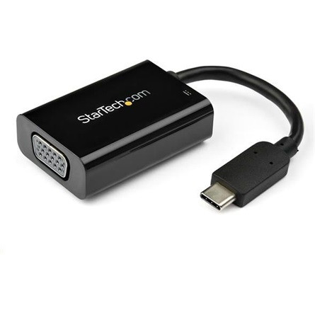 StarTech USB-C / Thunderbolt -> VGA USB-C M/F adapter 0.1m fekete 60W PD