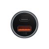 Baseus Golden Contactor Max autós gyorstöltő 60W, USB Type-A + USB Type-C, szürke