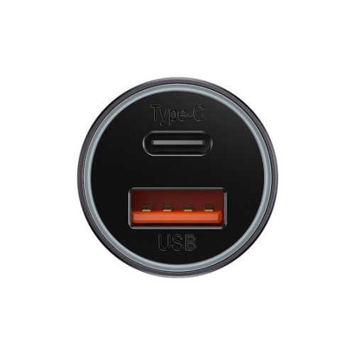 Baseus Golden Contactor Max autós gyorstöltő 60W, USB Type-A + USB Type-C, szürke