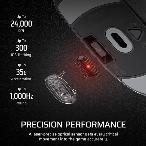 CORSAIR M55 Wireless Gamer egér, vezeték nélküli, fekete