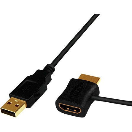 LogiLink USB-A 2.0 -> HDMI 1.4 M/F tápkábel 0.5m fekete