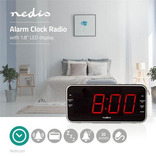 Nedis CLAR004BK digitális óra beépített AM/FM rádióval