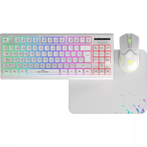MARVO BILL MARVO Loot 30 billentyűzet+egér+egérpad combo - Fehér - UK /Membrán/