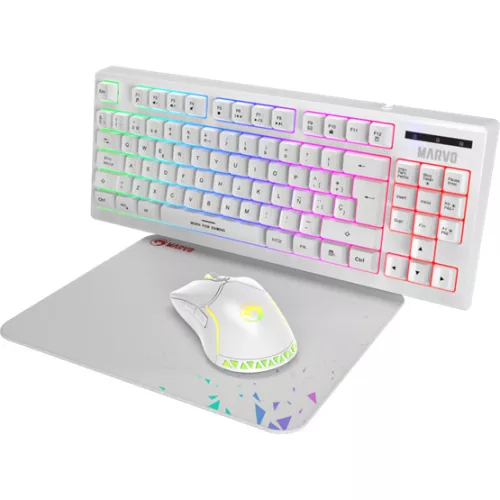MARVO BILL MARVO Loot 30 billentyűzet+egér+egérpad combo - Fehér - UK /Membrán/