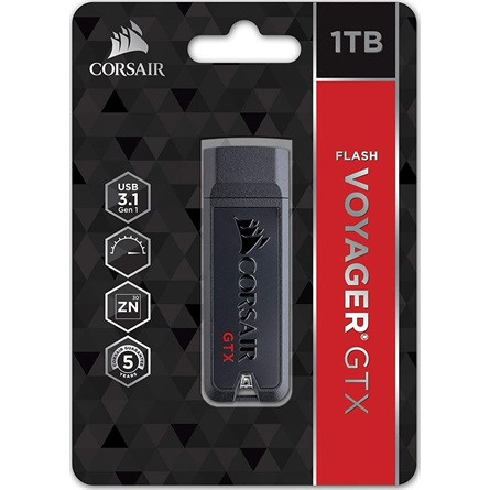 Corsair Flash Voyager GTX USB 3.1 1TB, Zinc Alloy Casing, Read 440MBs - Write 440MBs, Plug and Play