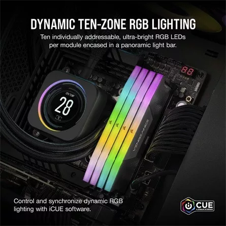 Corsair Vengeance RGB 96GB 5600MT/s DDR5 memória CL40 Kit of 2 fekete RGB