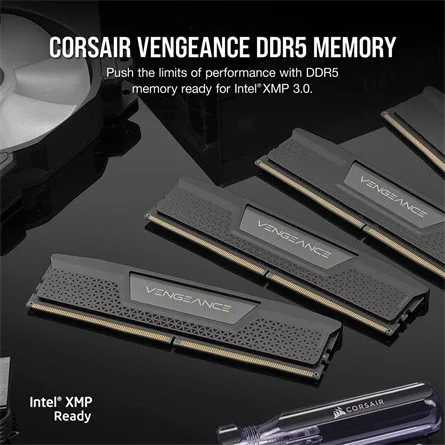 CORSAIR DDR5 5200MHz 16GB (1x16GB) XMP VENGEANCE RAM, fekete