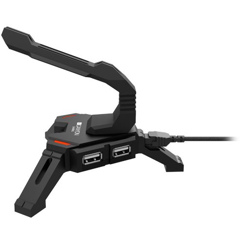CANYON WH-100,  2 in 1 Gaming Mouse Bungee stand and USB 2.0 hub, 4 USB hub, 1.5m mircro to USB braided cable, Weighted design with non-slip grip, LED light, Black, size:128*123*102mm, 138g