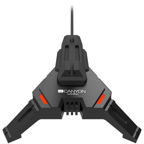 CANYON WH-100,  2 in 1 Gaming Mouse Bungee stand and USB 2.0 hub, 4 USB hub, 1.5m mircro to USB braided cable, Weighted design with non-slip grip, LED light, Black, size:128*123*102mm, 138g