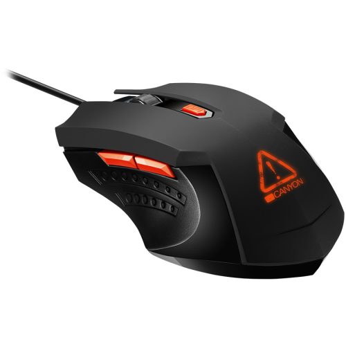 CANYON Star Raider GM-1 Optical Gaming Mouse with 6 programmable buttons, Pixart optical sensor, 4 levels of DPI and up to 3200, 3 million times key life, 1.65m PVC USB cable,rubber coating su...