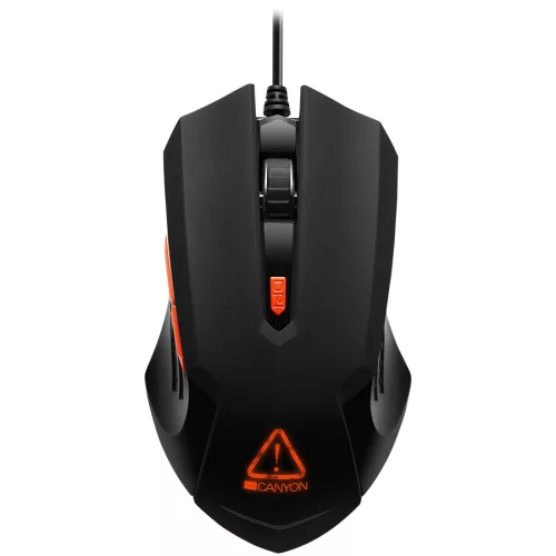 CANYON Star Raider GM-1 Optical Gaming Mouse with 6 programmable buttons, Pixart optical sensor, 4 levels of DPI and up to 3200, 3 million times key life, 1.65m PVC USB cable,rubber coating su...