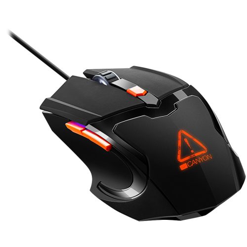 CANYON Vigil GM-2 Optical Gaming Mouse with 6 programmable buttons, Pixart optical sensor, 4 levels of DPI and up to 3200, 3 million times key life, 1.65m PVC USB cable,rubber coating surface ...