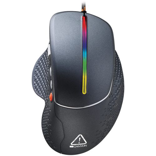 CANYON Apstar GM-12 Wired High-end Gaming Mouse with 6 programmable buttons, sunplus optical sensor, 6 levels of DPI and up to 6400, 2 million times key life, 1.65m Braided USB cable,Matt UV c...