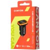 CANYON C-02 Universal 2xUSB car adapter, Input 12V-24V, Output 5V-2.1A, with Smart IC, black rubber coating with orange electroplated ring(without LED backlighting), 51.8*31.2*26.2mm, 0.016kg