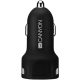 CANYON C-04 Universal 2xUSB car adapter, Input 12V-24V, Output 5V-2.4A, with Smart IC, black rubber coating with silver electroplated ring, 59.5*28.7*28.7mm, 0.019kg