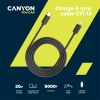 CANYON СFI-12, cable Type C to lightning ,5V3A, 9V2.22A ,PD20W, power cord:18AWG*4C, Signal cord:28AWG*4C, data transfer speed:30M/s, OD4.5MM,2M, PVC, black, Rohs