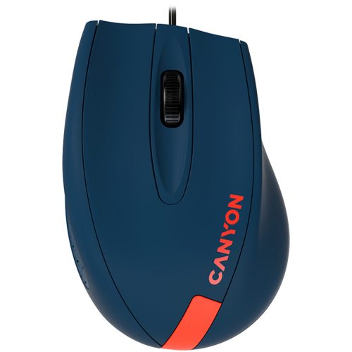 CANYON M-11, Wired Optical Mouse with 3 keys, DPI 1000 With 1.5M USB cable,Blue-Red,size 68*110*38mm,weight:0.072kg