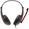 CANYON HSC-1 basic PC headset with microphone, combined 3.5mm plug, leather pads, Flat cable length 2.0m, 160*60*160mm, 0.13kg, Black-red