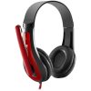 CANYON HSC-1 basic PC headset with microphone, combined 3.5mm plug, leather pads, Flat cable length 2.0m, 160*60*160mm, 0.13kg, Black-red