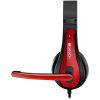 CANYON HSC-1 basic PC headset with microphone, combined 3.5mm plug, leather pads, Flat cable length 2.0m, 160*60*160mm, 0.13kg, Black-red