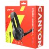 CANYON HSC-1 basic PC headset with microphone, combined 3.5mm plug, leather pads, Flat cable length 2.0m, 160*60*160mm, 0.13kg, Black