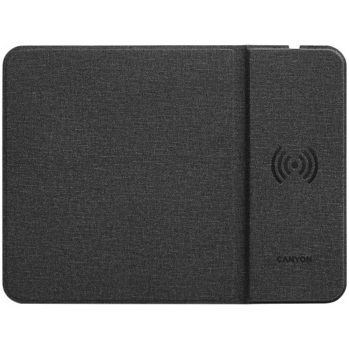 CANYON MP-W5, Mouse Mat with wireless charger, Input 5V/2A,9V2A Output 5W/7.5W/10W, 324*244*6mm, USB Type C cable length 1m, Black, 220g
