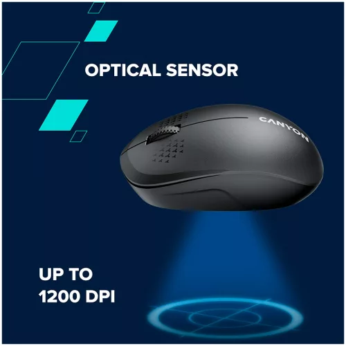 CANYON MW-04, Bluetooth Wireless optical mouse with 3 buttons, DPI 1200 , with1pc AA canyon turbo Alkaline battery,Black, 103*61*38.5mm, 0.047kg