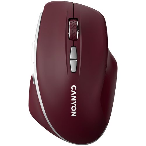 CANYON MW-21, 2.4 GHz Wireless mouse ,with 7 buttons, DPI 800/1200/1600, Battery: AAA*2pcs,Burgundy Red,72*117*41mm, 0.075kg