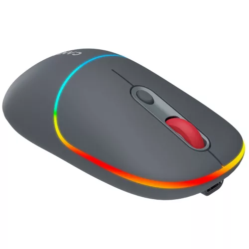CANYON MW-22, 2 in 1 Wireless optical mouse with 4 buttons,Silent switch for right/left keys,DPI 800/1200/1600, 2 mode(BT/ 2.4GHz),  650mAh Li-poly battery,RGB backlight,Dark grey, cable lengt...