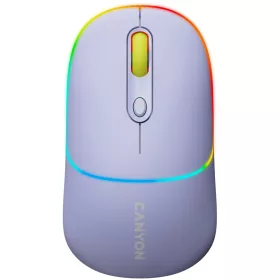   CANYON MW-22, 2 in 1 Wireless optical mouse with 4 buttons,Silent switch for right/left keys,DPI 800/1200/1600, 2 mode(BT/ 2.4GHz),  650mAh Li-poly battery,RGB backlight,Mountain lavender, cab...