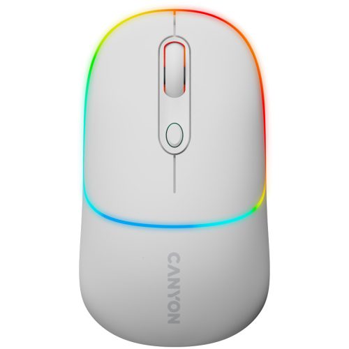 CANYON MW-22, 2 in 1 Wireless optical mouse with 4 buttons,Silent switch for right/left keys,DPI 800/1200/1600, 2 mode(BT/ 2.4GHz),  650mAh Li-poly battery,RGB backlight,Snow white, cable leng...