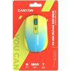 CANYON MW-44, 2 in 1 Wireless optical mouse with 8 buttons, DPI 800/1200/1600, 2 mode(BT/ 2.4GHz), 500mAh Lithium battery,7 single color LED light , Yellow-Blue(Gradient), cable length 0.8m, 1...