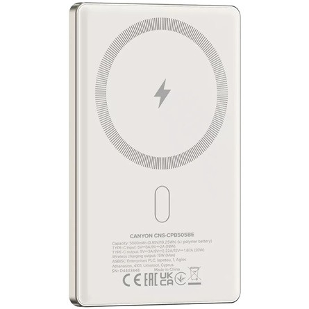 CANYON power bank OnPower 505 slim Magsafe 5000 mAh PD20W Beige