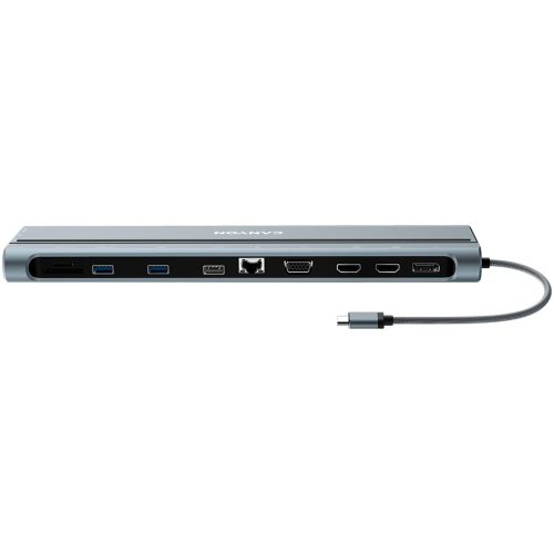 CANYON DS-90, 14 in 1 hub, with Type C female *2,Type C male *1:max 10Gbps,USBA*3:max 10Gbps,DP*1，VGA*1,SD card slot*1,TF card slot*1,Audio 3.5 audio*1,HDMI*2,RJ45*1,cable length 0.20m,Aluminu...