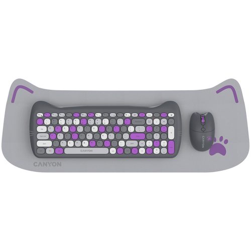 CANYON HSET-W6 EN/HU Keyboard+Mouse Kitty Edition AAA+АА Wireless Violet