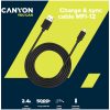 CANYON MFI C48 Lightning USB Cable for Apple (C48), round, PVC, 2M, OD:4.0mm, Power+signal wire: 21AWG*2C+28AWG*2C,  Data transfer speed:26MB/s, Black.  With shield , with CANYON logo and CANY...