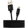 CANYON MFI-3 Charge & Sync MFI braided cable with metalic shell, USB to lightning, certified by Apple, cable length 1m, OD2.8mm, Black