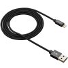 CANYON MFI-3 Charge & Sync MFI braided cable with metalic shell, USB to lightning, certified by Apple, cable length 1m, OD2.8mm, Black