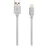 CANYON MFI-3 Charge & Sync MFI braided cable with metalic shell, USB to lightning, certified by Apple, cable length 1m, OD2.8mm, Pearl White