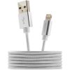 CANYON MFI-3 Charge & Sync MFI braided cable with metalic shell, USB to lightning, certified by Apple, cable length 1m, OD2.8mm, Pearl White