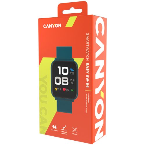 CANYON Easy SW-54, Smartwatch,1.7" IPS Full Touch 240X280,IP68 waterproof, PIXART PAR2860QN, 32K /512K/64M,Multisport mode,heart rate,200mAh battery, Bluetooth BT5.3, compatibility with iOS an...